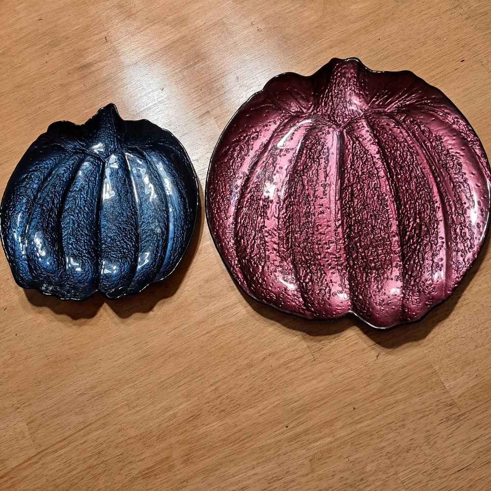 Glass Platters Pumpkin Plate Set Of 2